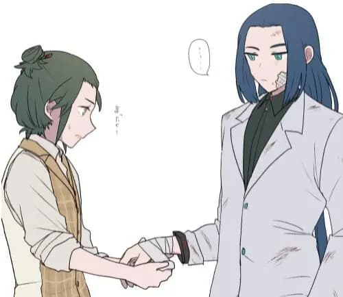 无限与封阳讨论保镖工作的场景插画