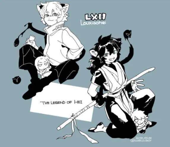 罗小黑同人《来》第三十三章插画:无限与小黑并肩守护场景