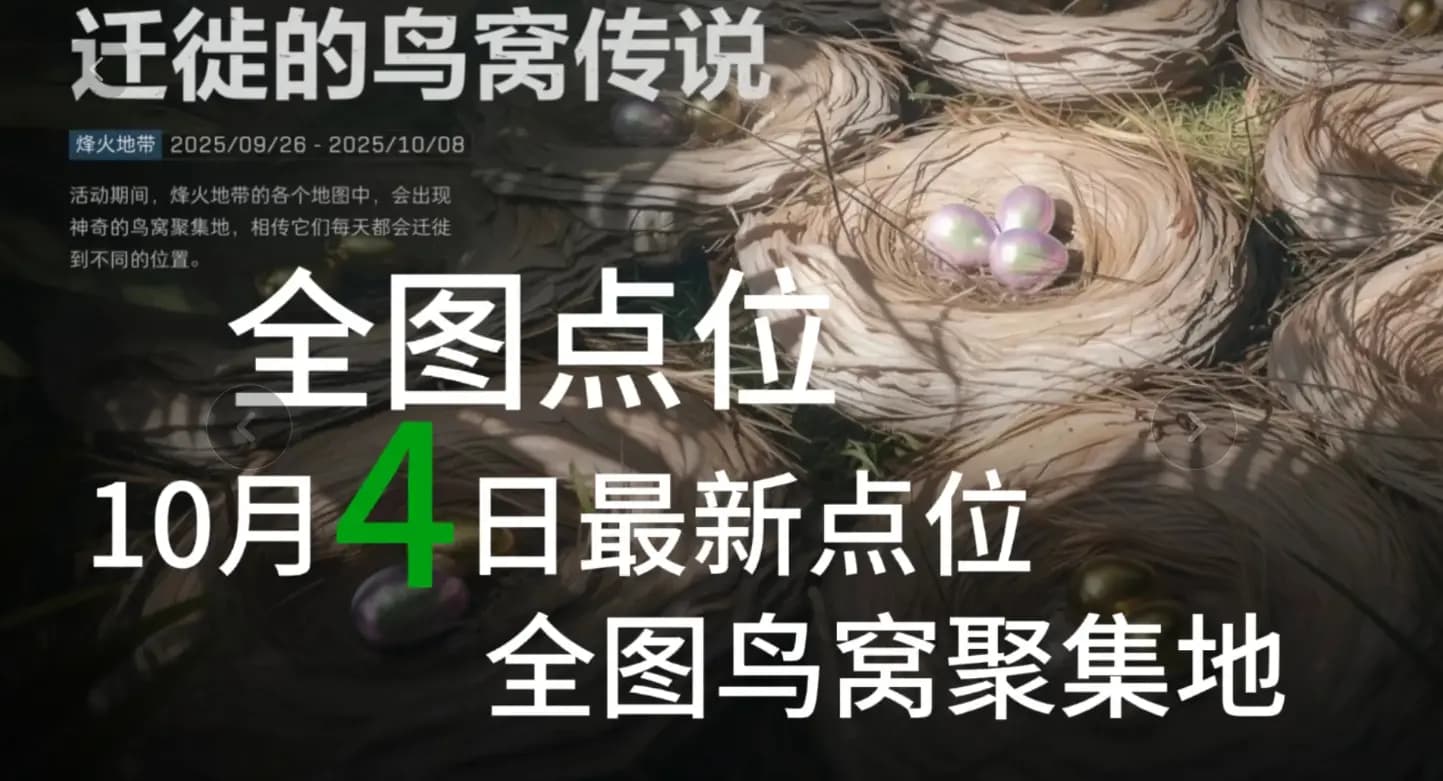 三角洲行动10月4日鸟窝聚集地全图点位详解