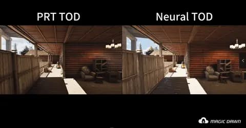 MagicDawn dynamic lighting effects before-after comparison at SIGGRAPH Asia 2025