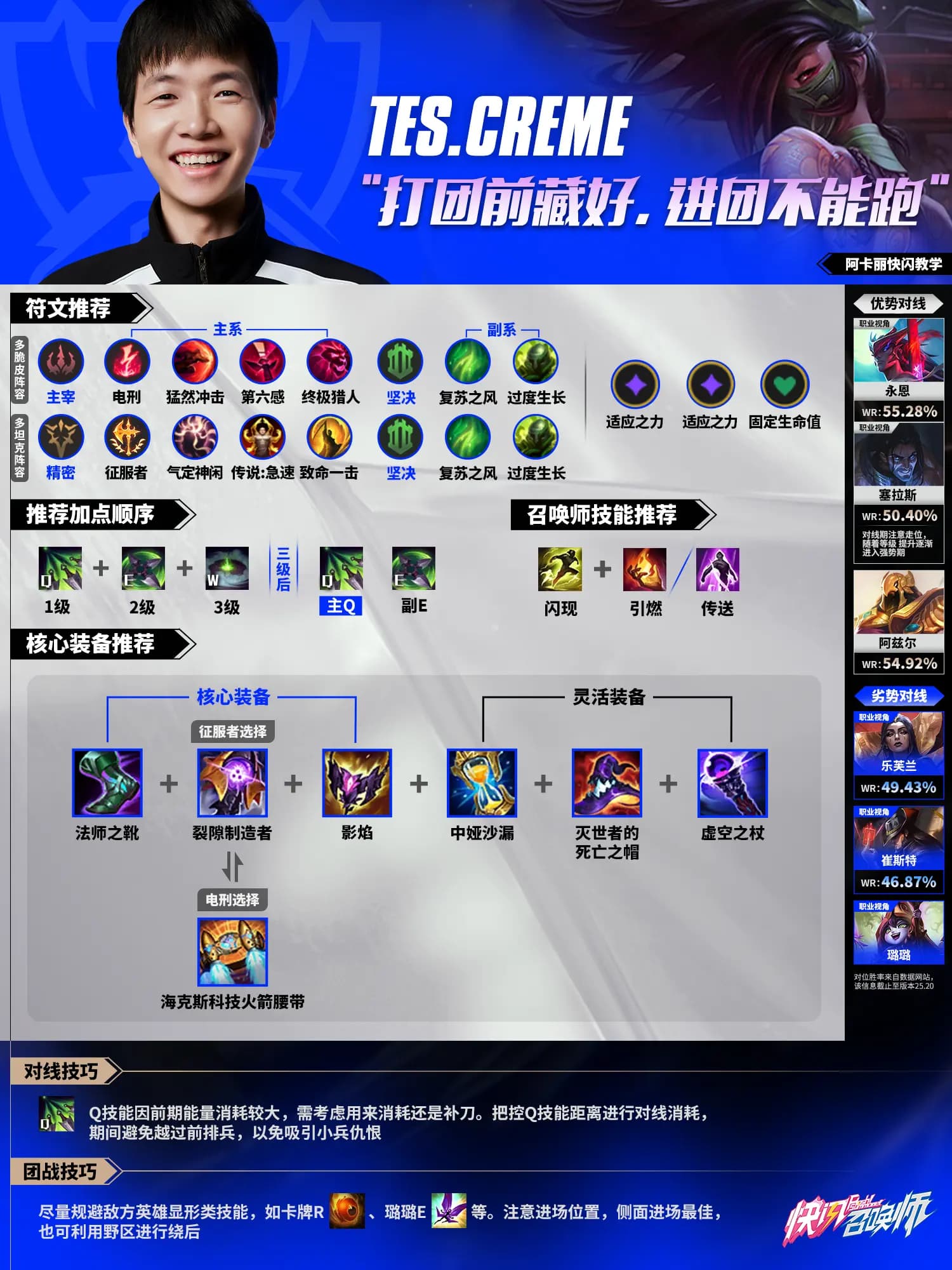 Creme离群之刺阿卡丽刺客心得教学