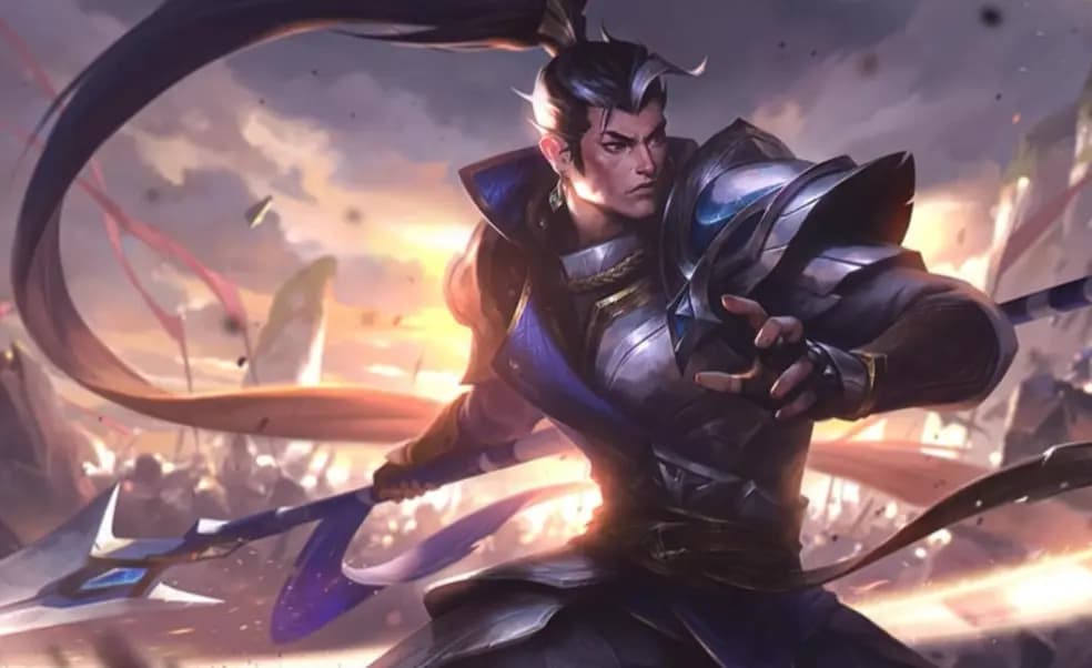 赵信与芸阿娜在艾欧尼亚对抗恶魔的场景