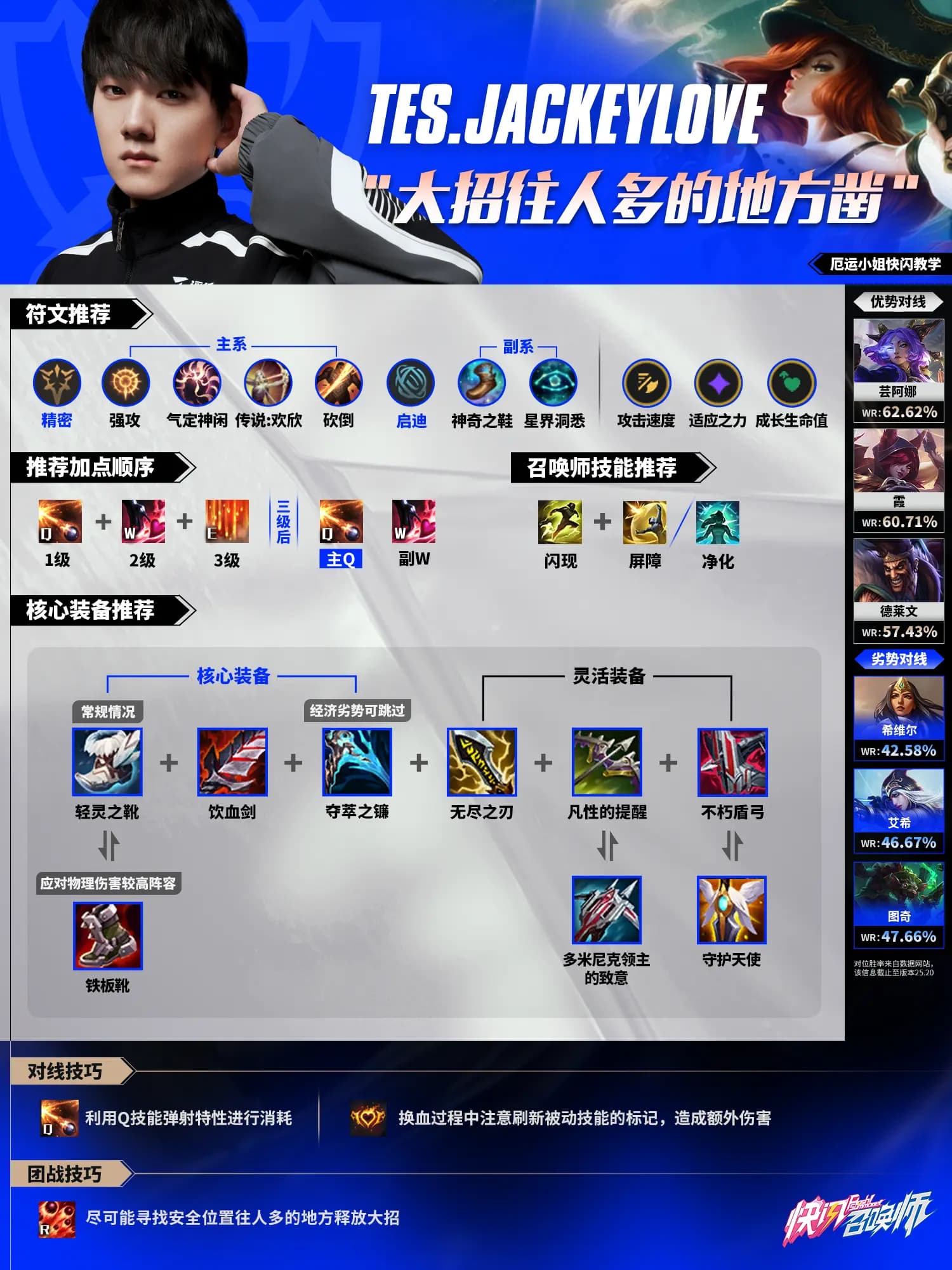 JackeyLove赏金猎人厄运小姐团战收割技巧