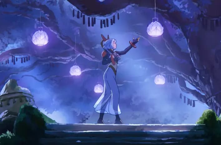 灵魂莲华世界观中莫甘娜与艾瑞莉娅激战的CG画面重现