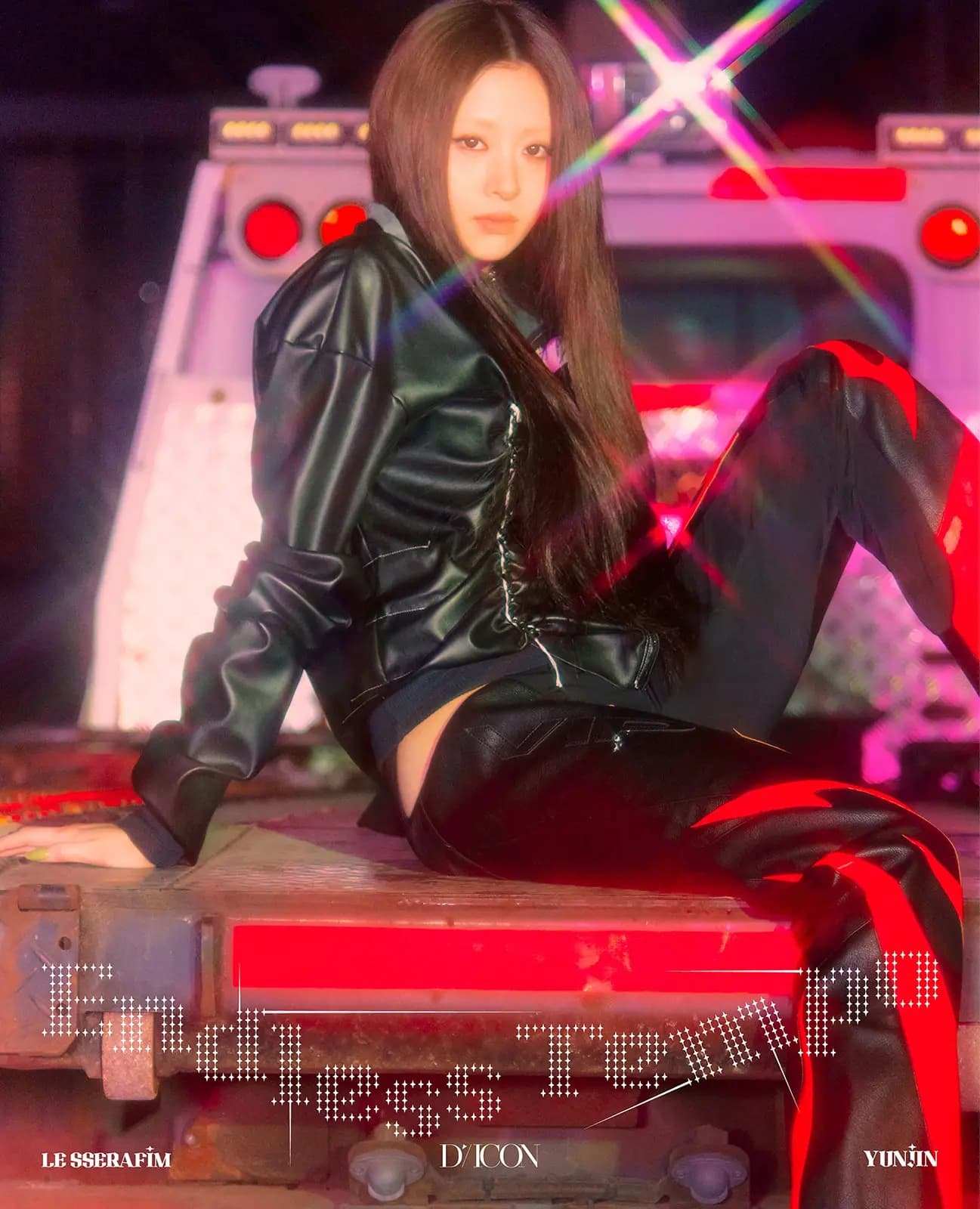 LE SSERAFIM members displaying bold, edgy looks in the 'Endless Tempo' concept for D-icon Issue 32