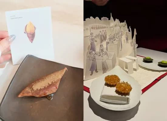 Close-up shots of gourmet course dishes from Chef Son Jong-won's restaurant shared by Lee Joo-young